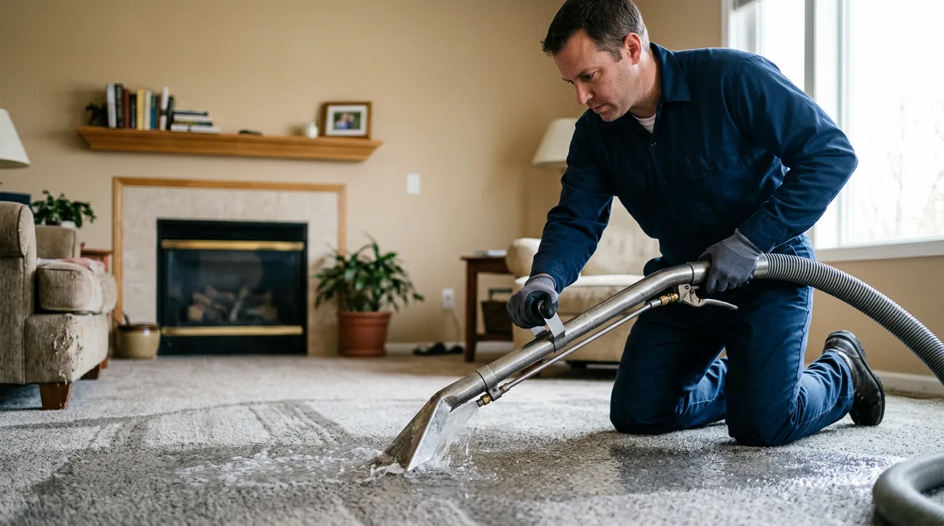 Water damage restoration technician working near Elwell, MI